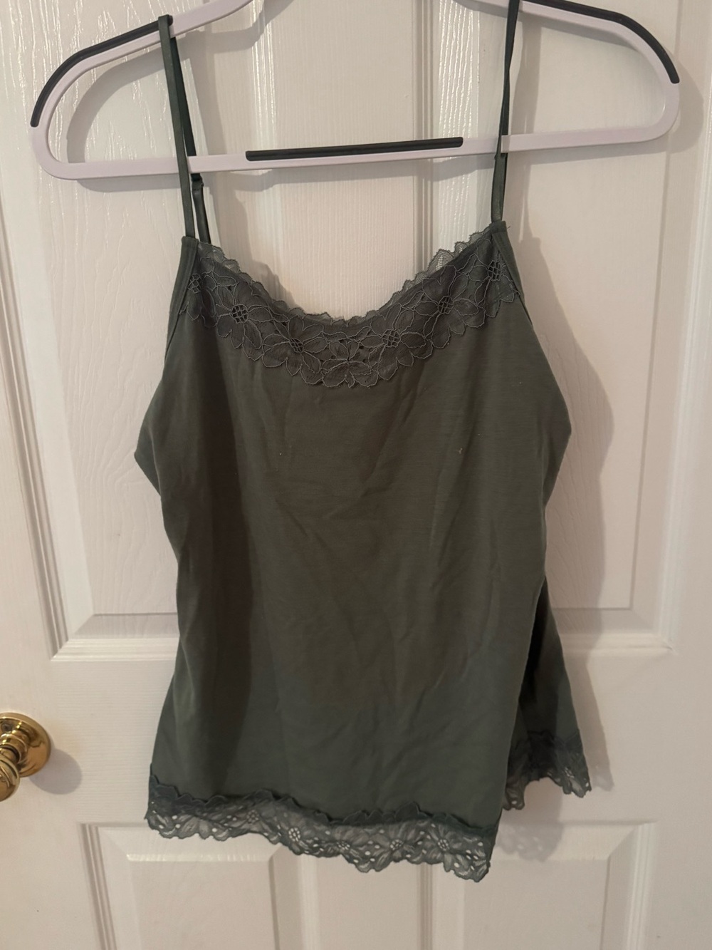 Cato Olive Green Lace-Trim Camisole